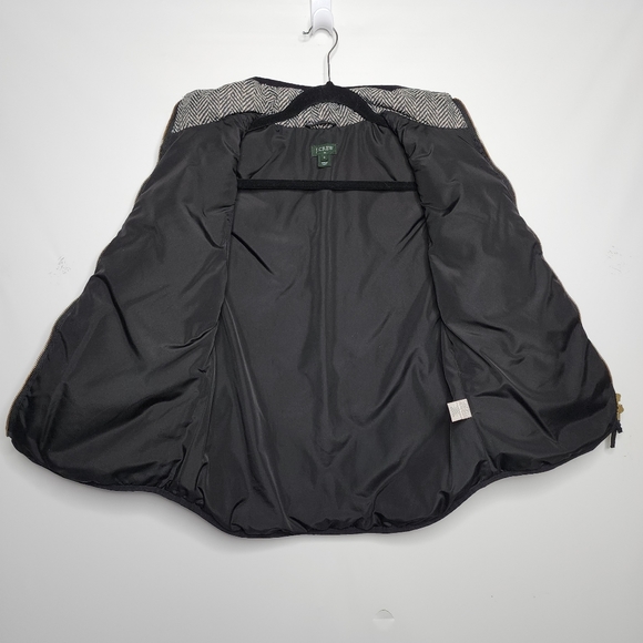 J. Crew Women's Full Zip Quilted Down Puffer Vest Size Small Gray Herringbone - Picture 6 of 8
